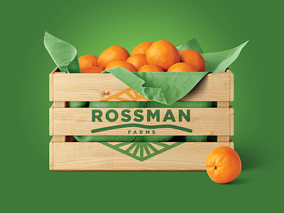 Rossman Farms Logo citrus produce farm farm logo field fruit grocery logo mountains oranges produce sun