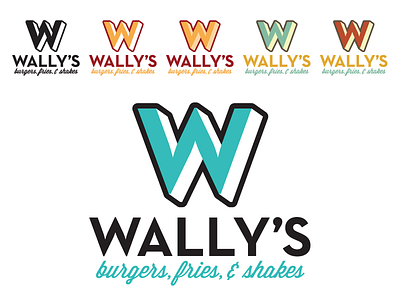 Wally's logo concept 4 50s bull burger burger logo cow logo restauarant restaurant logo retro steak wallys