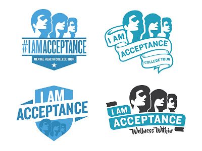 I Am Acceptance progress badge banner college tour faces mental health ribbon silhouette