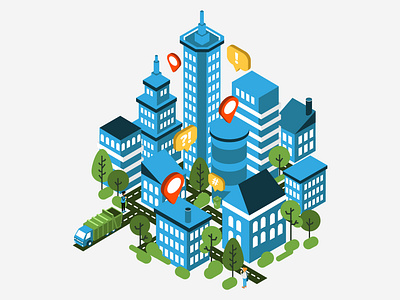 Smart City illustration isometric design layout smart city vector art