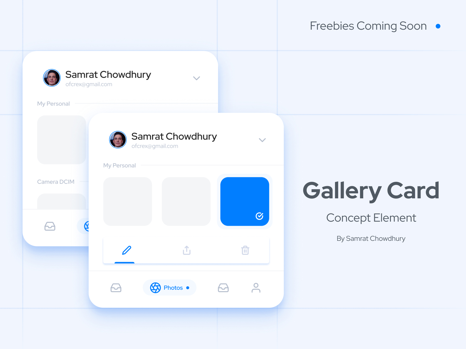 Contact card. Install UI element. Card UI Design with text.