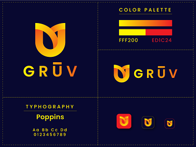 GRUV entertainment entertainment app entertainment logo gradient logo logodesign modern logo