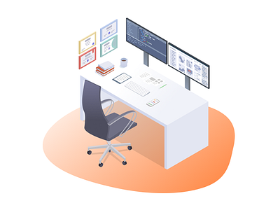 Isometric office 2 designer illustration isometric job office work workplace