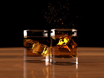 Ice Dropped In Whiskey 3d 3dartists b3d blender blenderguru fluidsimulation realisum reversegravity whiskey
