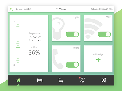 DailyUI 021 - Home Monitoring Dashboard 021 dailyui dashboard green home light