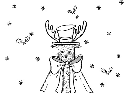 Reindeer the Christmas black white christmas cute doodle drawing illustration re design reindeer