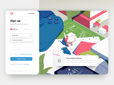 Hobby Marketplace Register Page 2d clean colorful design ecommerce form hobby illsutration marketplace register screen signup toys ui ux vector web