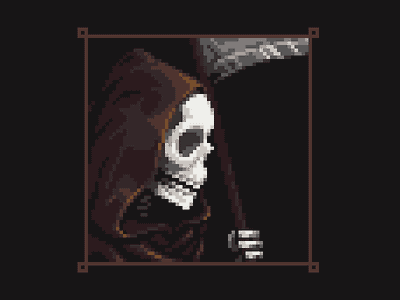 The Reaper bones cloth dark illustration logo pixel pixelart reaper scythe shadow skeleton