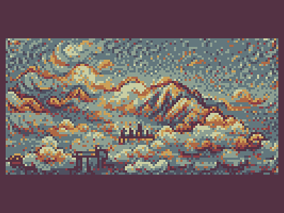 Misty Mountains art clouds illustration landscape mountains pixel pixelart