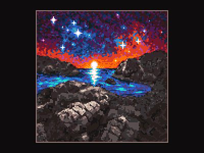 Ocean illustration pixel pixelart space water