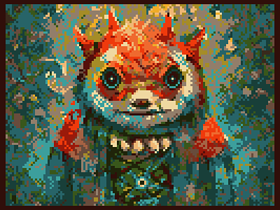 Red Panda Yokai illustration panda pixel pixelart spirit yokai