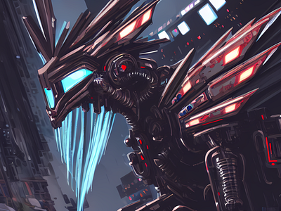 Cyberpunk Dragon art cyberpunk dragon futuristic illustration technology