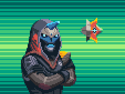 Cayde-6 Portrait cayde 6 character destiny destiny 2 game ghost pixel pixel art