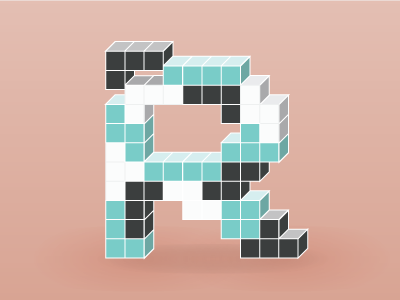 Tetris themed letter R illustration letter lettering