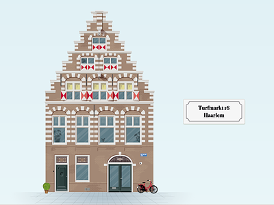 Illustration of 17th century house in Haarlem building facade haarlem historic illustration monument nederland netherlands