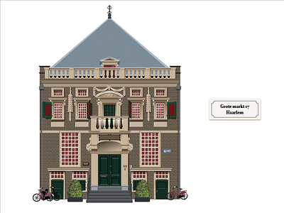 13th-century Hoofdwacht - Oldest building in Haarlem amsterdam building dutch facade haarlem hoofdwacht illustration monument nederland netherlands