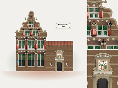 17th century former orphanage in Gouda building dutch facade gouda historic illustration monument netherlands