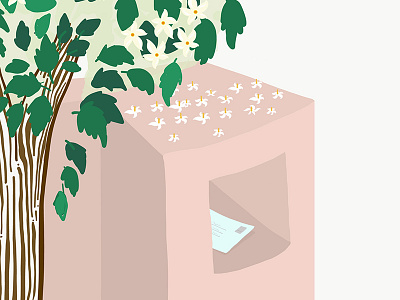 Night-flowering jasmine tree at the entrance digital illustration illustrated ipad pro adobe draw draw