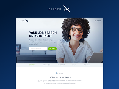 Glider Candidate homepage glider homepage job board job search