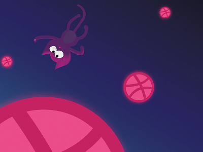 Hello Dribbble! Stu the cat has arrived! cat dribbble glow invitation planet space