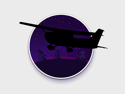 Nachtflug✈️ * Night Flight with Cessna Skyhawk aircraft airline airplane avgeek bush pilot bushwheel cessna illustration logo pilot sticker taildragger