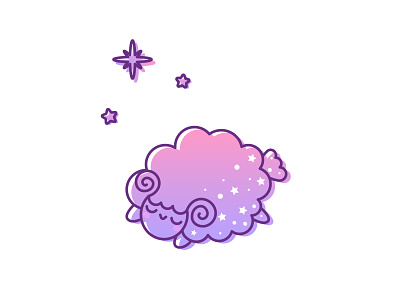 Joy to the World animal illustration cartoon cartoon character cartoon illustration cute animal cute illustration cuteart gradient gradient color illustration kawaii kawaii animal kawaii art pink purple sheep sleeping stars vector illustration violet