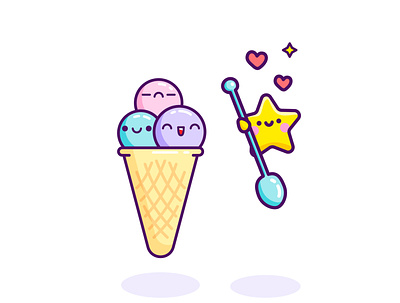 Competitor cartoon cartoon character cartoon illustration cold cute illustration cuteart food ice cream illustration kawaii art star sweet