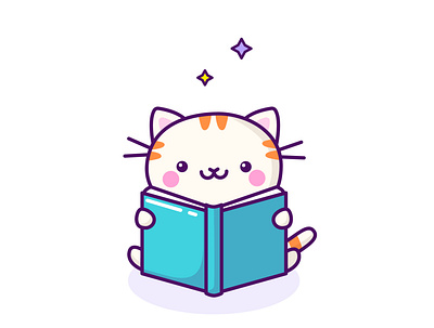 Reading cartoon cartoon character cartoon illustration cat childhood cute illustration cuteart design illustration kawaii art kitty leasure reading relax rest