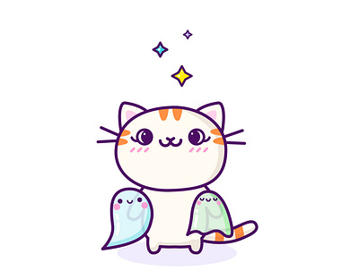 Spooky Friends cartoon cartoon character cartoon illustration cat character design cute cute illustration cuteart friend friendship ghost halloween illustration kawaii kawaii art spooky