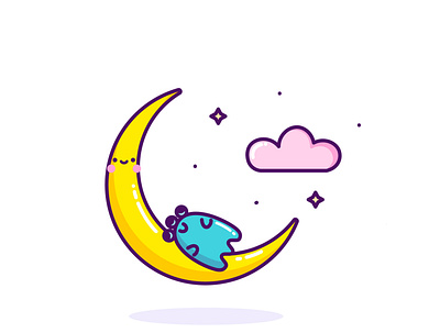Moon Nap alien cartoon cartoon character cartoon illustration character cloud colorful colourful cute illustration cuteart illustration kawaii kawaii art moon nap sky sleep star