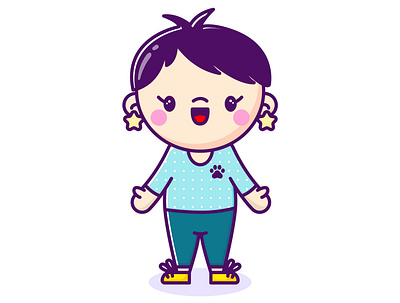 Kawaii Self Portrait cartoon cartoon character cartoon illustration character design cute cute illustration cuteart girl illustration kawaii kawaii art people portrait purple