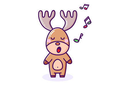 Sing Carols carols cartoon character character design christmas cute deer emoji festive holidays kawaii moose singing xmas