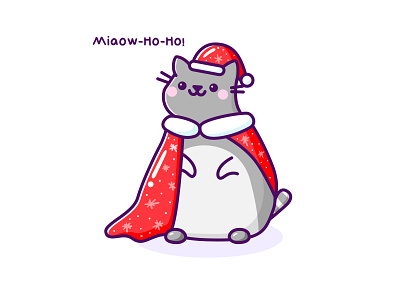 Santa Cat cartoon cat character design christmas cute grey holiday kawaii kitty red santa xmas
