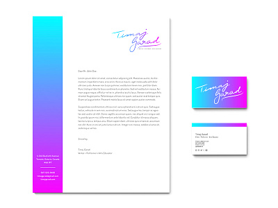 Stationary for Timaj Garad branding cursive identity lettering logo stationary