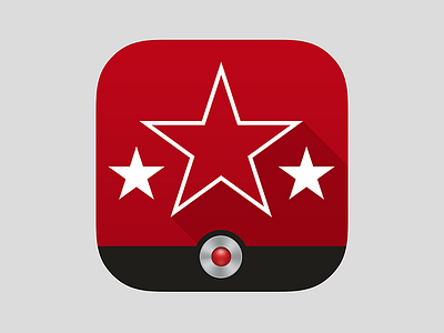 HireVue Live app icon app black button flat gray icon ios7 recorder red stars white