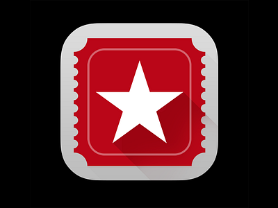 HireVue On Demand app icon app black button flat gray icon ios7 red stamp stars ticket white