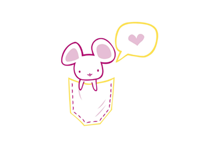 Pocketmouse cute drawing heart kawaii love mouse pink pocket yellow