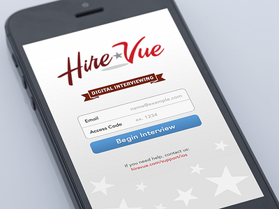 HireVue iOS Login 5 app banner hirevue in interview ios7 iphone login sign stars