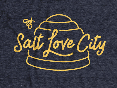 Salt Love CIty apparel bee beehive charity honeybee love salt lake city script state tshirt yellow