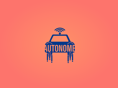 Autonome driver less car icon illustration illustrator logo