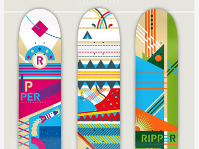 Ripper Skateboards barcelona canda colors design elna freelance graphic illustration ripperskateboards rolling shapes skate skateboard skatedeck spain studio