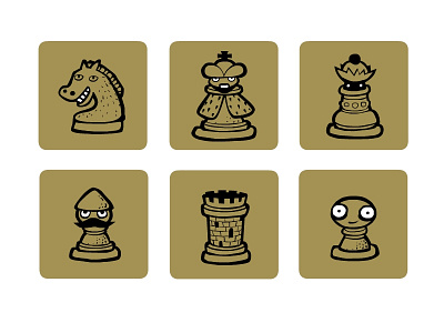 Chess characters chess horse icon king