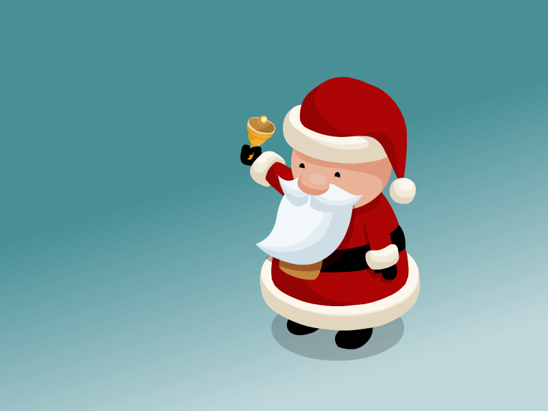 Santa bell character christmas game holidays isometric new year santa snow