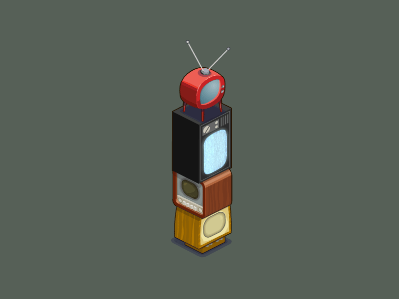 Tv Stack Pillar animation game gif isometric pillar tv