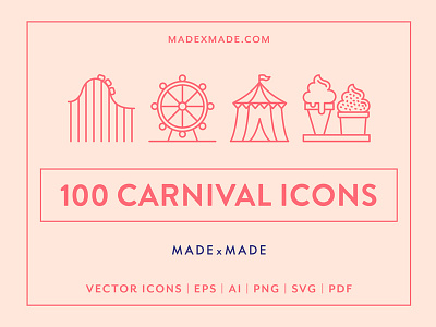Made By Made | Line Icons – Carnival carnival circus ice cream icons illustrations infographics line icons party symbols ui ux vector