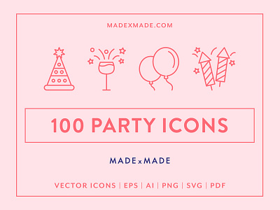 Made By Made | Line Icons – Party celebration fireworks icons illustrations infographics line icons new years eve party symbols ui ux vector