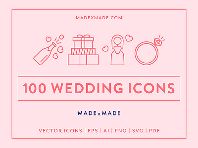 Made By Made | Line Icons – Wedding engagement icons illustrations infographics line icons love party symbols ui ux vector wedding