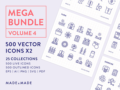 Made By Made | Line Icons – Mega Bundle Volume 4 bundle farming icons illustrations infographics line icons mega symbols ui ux vector weather