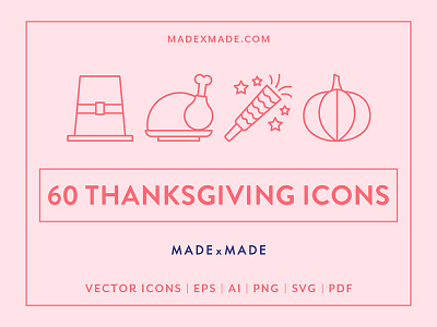 Made By Made | Line Icons – Thanksgiving festive holiday icons illustrations infographics line icons symbols thanksgiving ui united states ux vector