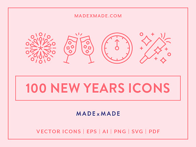 Made By Made | Line Icons – New Years Eve celebration fireworks icons illustrations infographics line icons new years eve party symbols ui ux vector